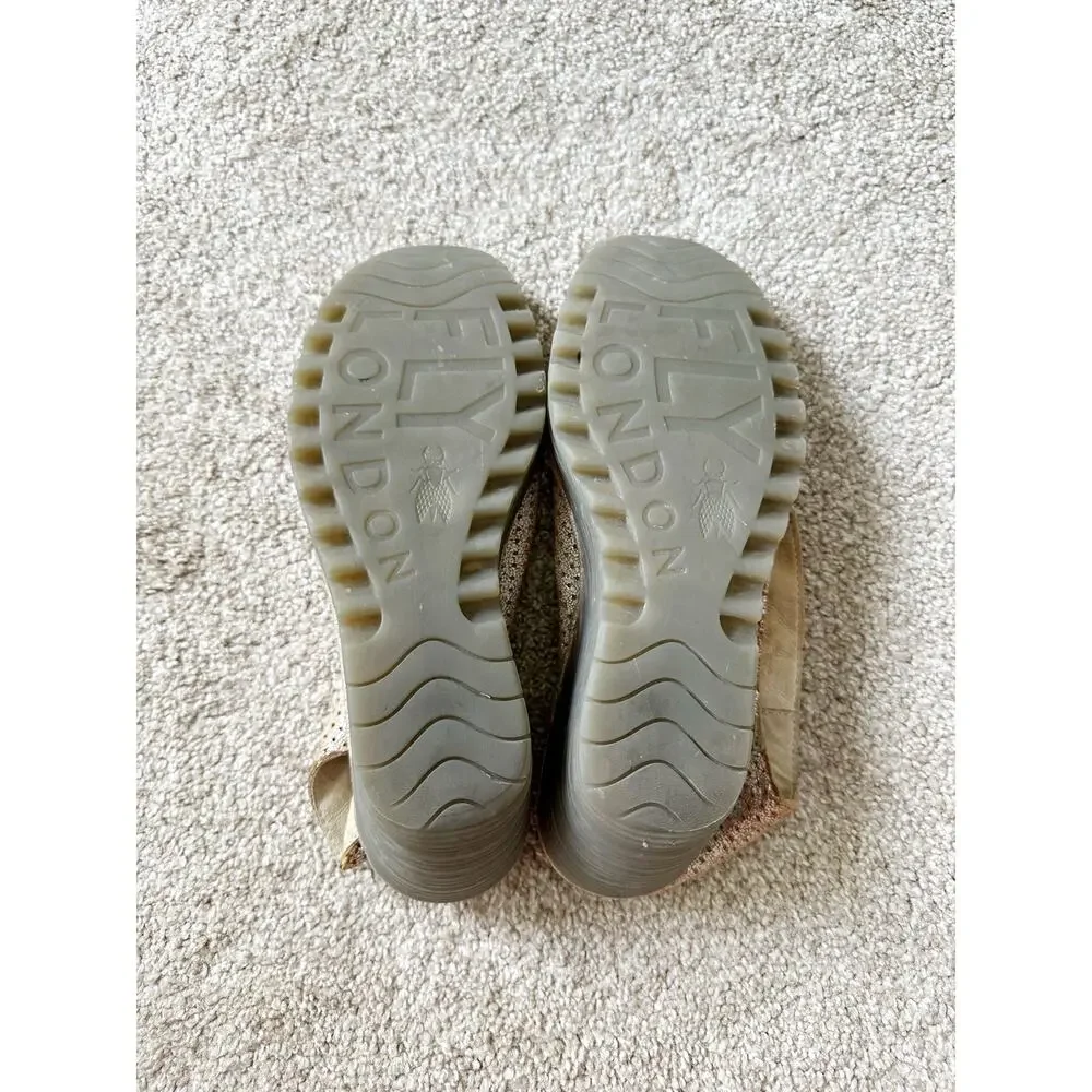 Fly London Yala Perforated Leather Sandal Size EU 39 US 8/8.5